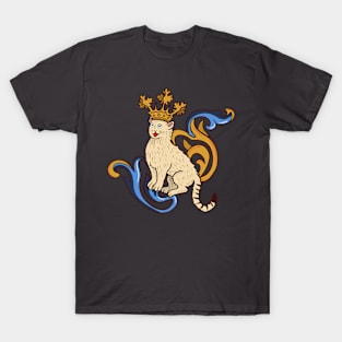 Cute Medieval Cat with crown illustration T-Shirt